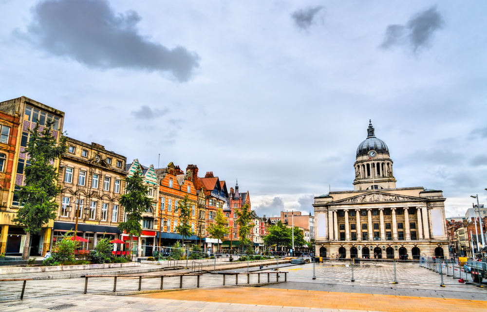 Old,Market,Square,With,City,Council,House,In,Nottingham,,England